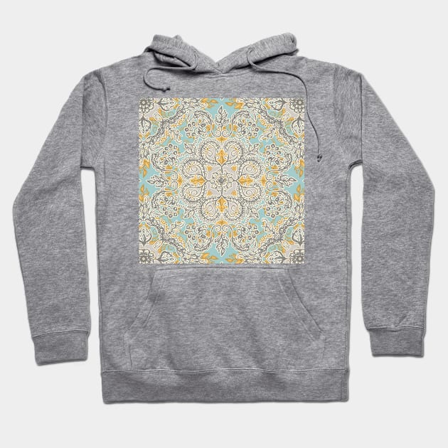 Gypsy Floral in Soft Neutrals, Grey & Yellow on Sage Hoodie by micklyn